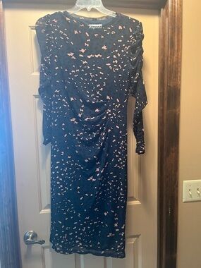 Nine West Black Long Sleeve Dress with Pink Print